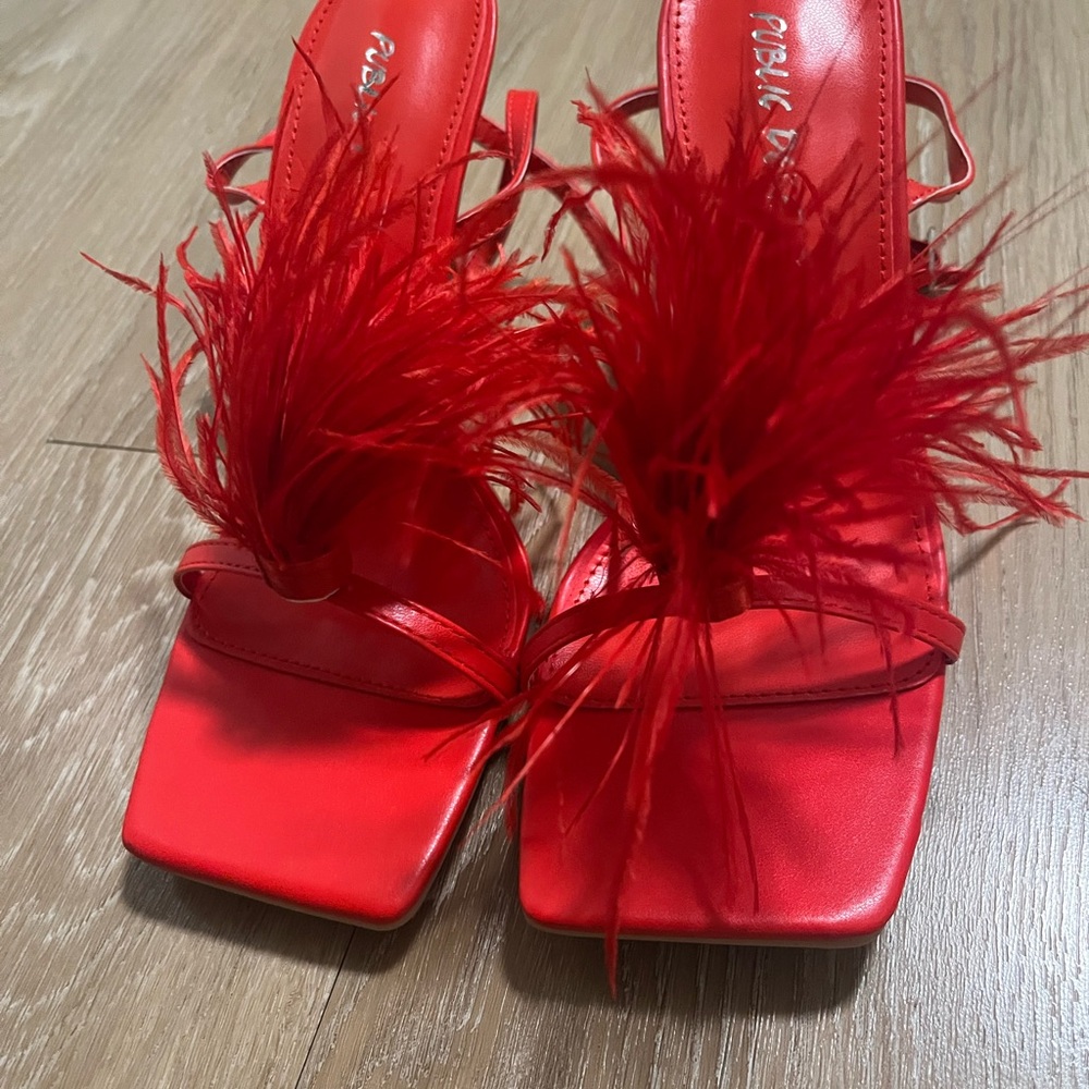 Red feather heels